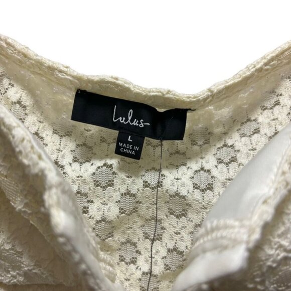 Lulus Womens Romantic Darling Lace Puff Sleeve Corset Top For Women Cream Size L - Picture 7 of 8